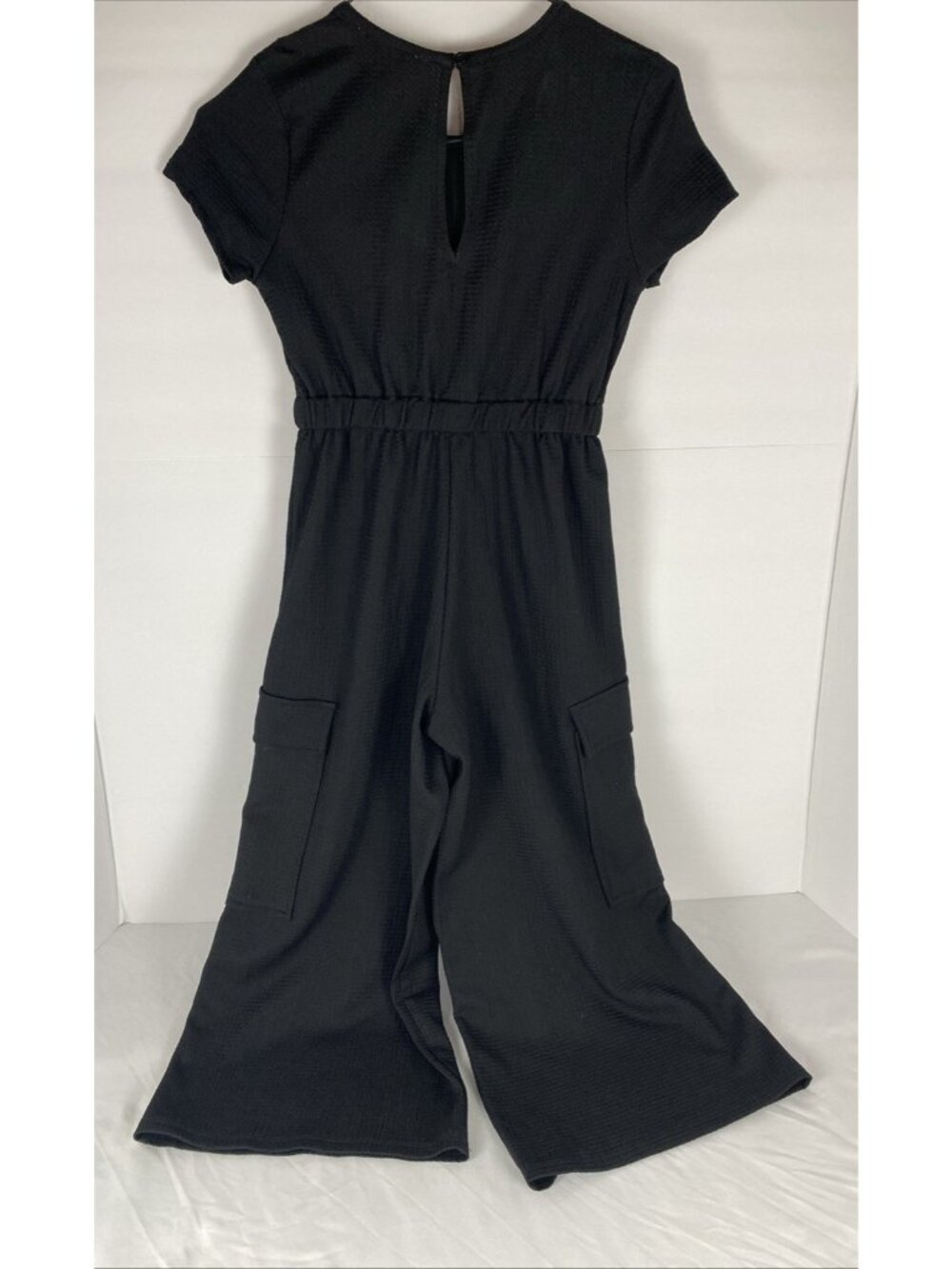 Knit Works Girls Short Sleeve Small 7-8 Black Waffle Jumpsuit Round Neckline - Picture 5 of 16